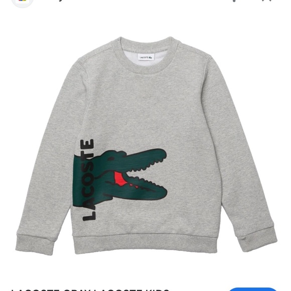 Lacoste Gray Sweatshirt with Crocodile Graphic and skirt size 6 - Picture 2 of 13